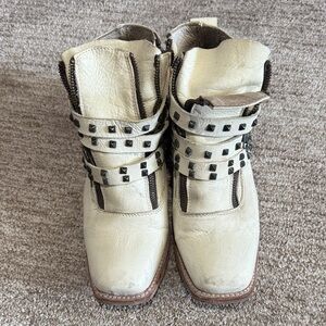 Freebird Truth Studded Cream Ankle Boots